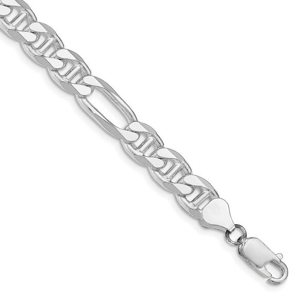 Kazi Luxury Sterling Silver Rhodium-plated 7.75mm Figaro Anchor Chain